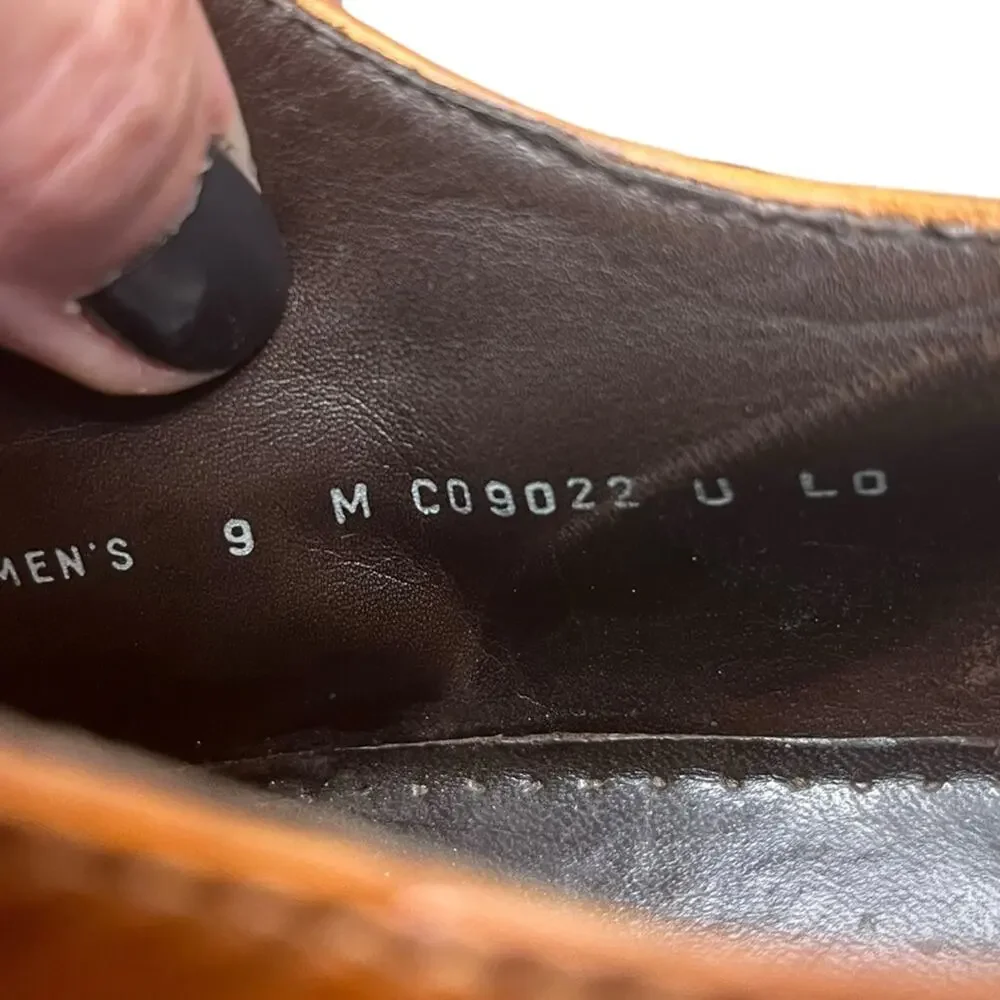 COLE HAAN Brown Leather Classic Lace Up‎ Oxford Stacked Heel Mens Size 9